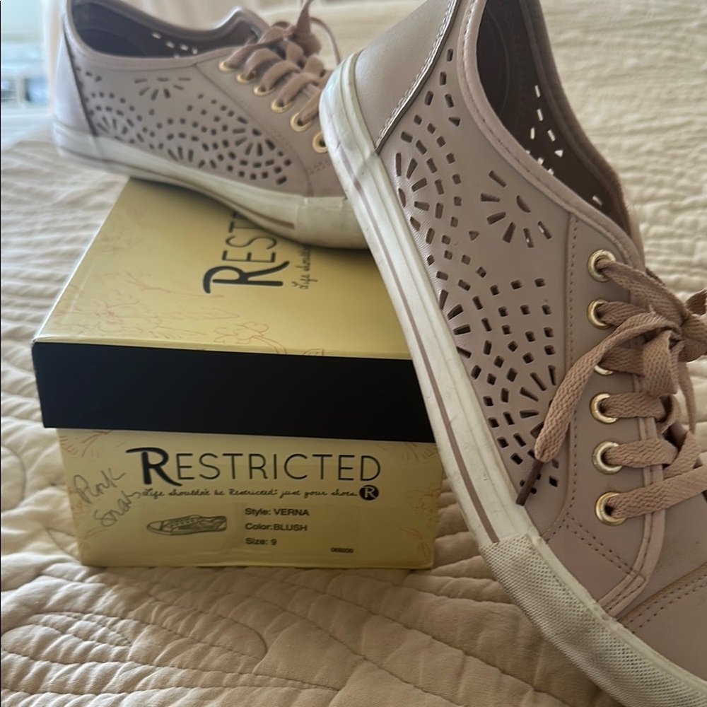 Restricted Pink Sneakers with Breathable Cutout Design